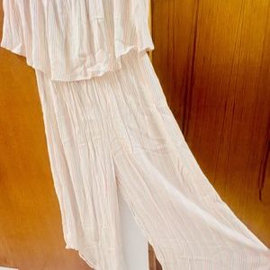Japna Strapless Pastel Color Wide Ankle Leg Jumpsuit Size L New With Tags